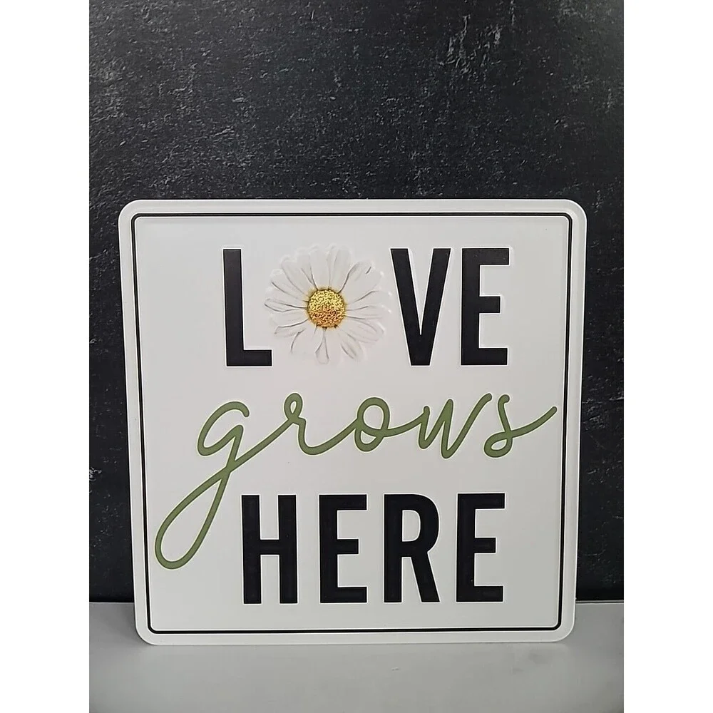 Love Grows Here Metal Garden Sign - Picture 2 of 10